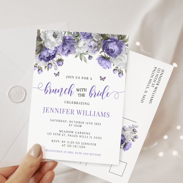 Violet lavender bridal brunch shower postcard (Creator Uploaded)