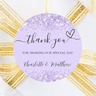 Violet lavender confetti thank you wedding classic round sticker