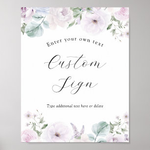 Violet Lavender Floral Custom Text Sign