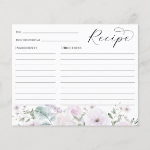 Violet Lavender Flowers Bridal Shower Recipe card