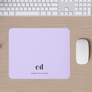 Violet lavender monogram initials name mouse pad