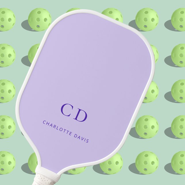 Violet lavender monogram initials name pickleball paddle (Creator Uploaded)