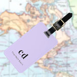 Violet lavender name elegant modern initials luggage tag<br><div class="desc">A violet,  lavender coloured background. Personalise and add your monogram initials and name written with block letters. Black letters.  Modern,  trendy and simple. 
Back: add your contact information.</div>
