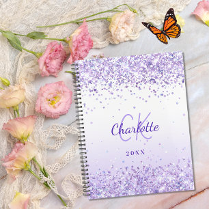 Violet lavender name monogrammed 2025 planner