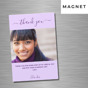 Violet lavender photo script thank you magnet