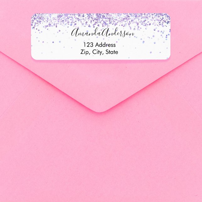 Violet lavender white confetti return address (Creator Uploaded)