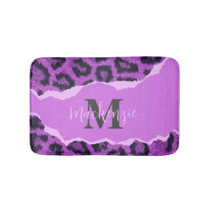 Violet Leopard Print Bath Mat