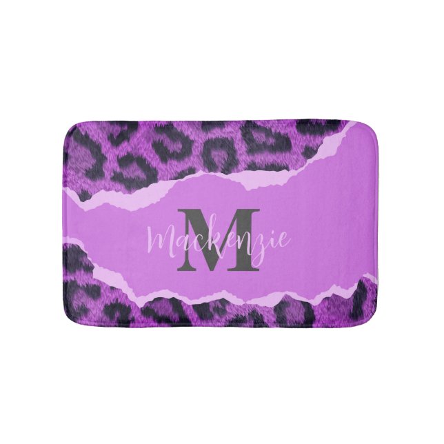 Violet Leopard Print Bath Mat (Front)