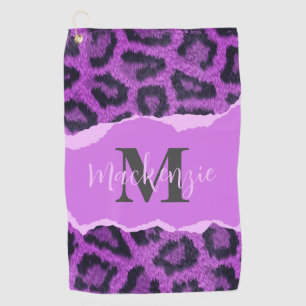 Violet Leopard Print Golf Towel