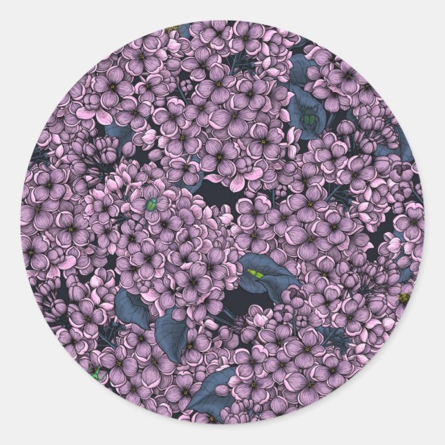 Violet Lilac garden Classic Round Sticker (Front)