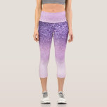 Violet Lilac Pastel Purple Triple Glitter Ombre Capri Leggings<br><div class="desc">This girly and chic design is perfect for the girly girl. It depicts faux printed sparkly triple sparkly glitter ombre gradient of violet purple, lilac purple, and pastel purple. It's pretty, modern, trendy, and unique. ***IMPORTANT DESIGN NOTE: For any custom design request such as matching product requests, color changes, placement...</div>