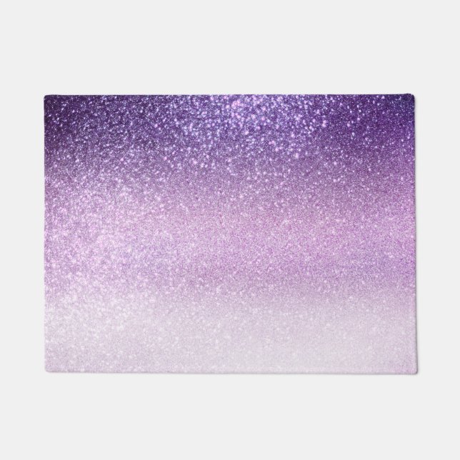 Violet Lilac Pastel Purple Triple Glitter Ombre Doormat (Front)