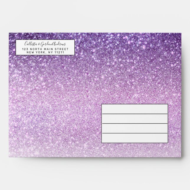 Violet Lilac Pastel Purple Triple Glitter Ombre Envelope (Front)