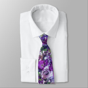 Violet Lilac Rose Flowers Garden Tie