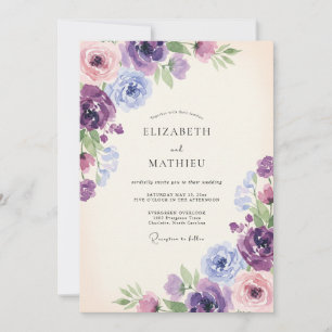 Violet Lilac Wildflower Wedding Invitation