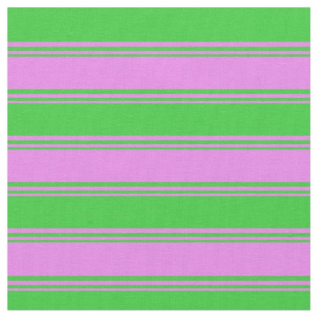 Violet & Lime Green Coloured Striped/Lined Pattern Fabric (Close Up)
