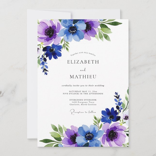 Violet Luminous Winter Wedding Invitation (Front)