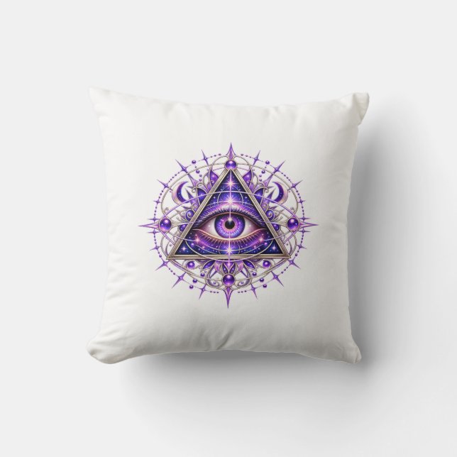 Violet Lunar Eye Throw Pillow (Front)