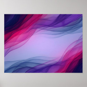 Violet Magenta Layered Waves Abstract Poster