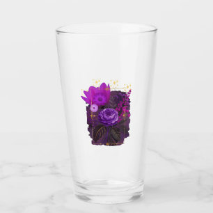 Violet Magical Floral Bouquet in Golden Frame Glass