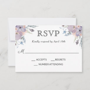Violet Meadow Watercolor Floral Wedding RSVP Card