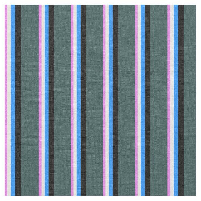 Violet, Mint Cream, Blue, Black & Dark Slate Grey Fabric (Close Up)