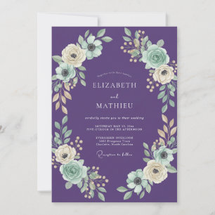 Violet Mint Foliage Soft Eucalyptus Wedding Invitation