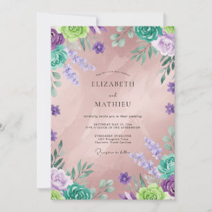 Violet Mint Wildflower Wedding Invitation