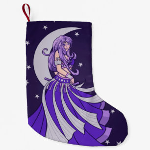Violet Moon Goddess Belly Dancer Purple Art Small Christmas Stocking
