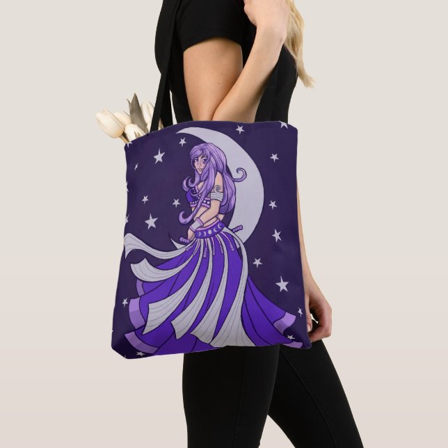 Violet Moon Goddess Belly Dancer Purple Art Tote Bag (Close Up)