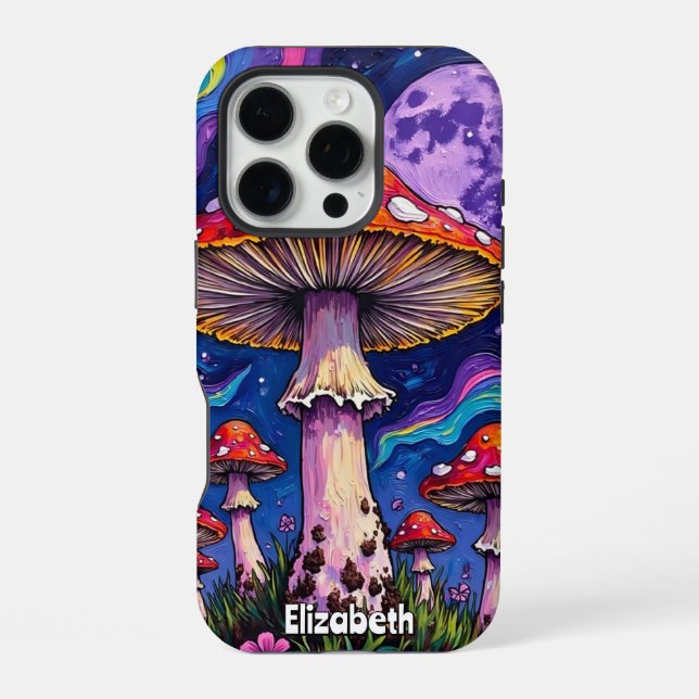 Violet Moonlit Mushrooms iPhone Case (Back)