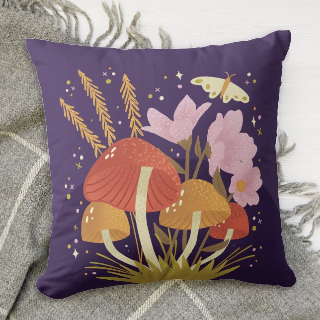 Violet Mushroom Floral Cushion (Creator Uploaded)