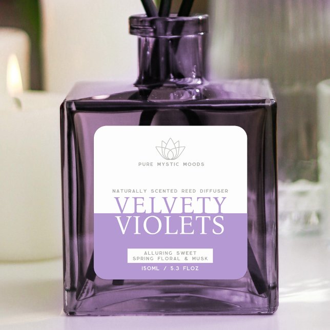 Violet muted purple reed diffuser product label (Creator Uploaded)