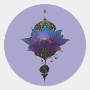 VIOLET ORACLE MYSTICAL LOTUS EMBLEM CLASSIC ROUND STICKER