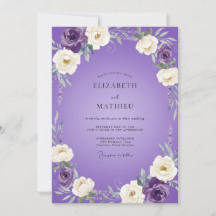 Violet Painted Petal Wedding Invitation