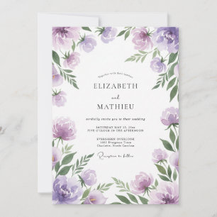 Violet Painted Ranunculus Wedding Invitation