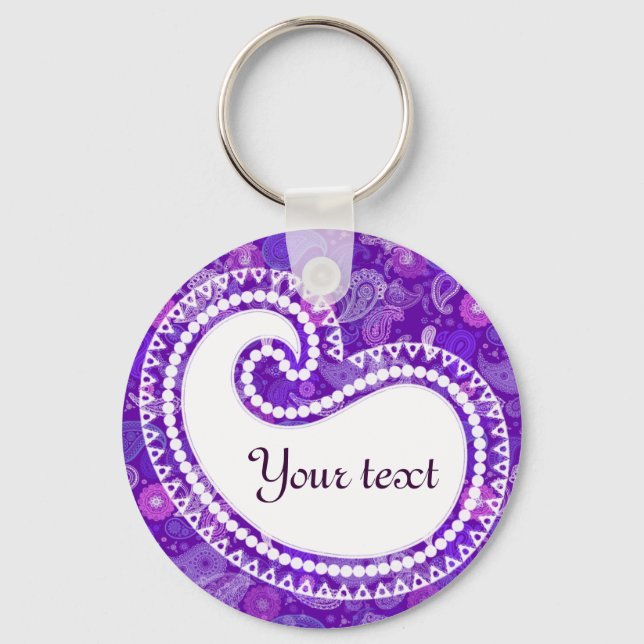 Violet paisley key ring (Front)