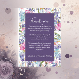 violet pastel wildflower greenery wedding thank you card