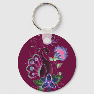Violet Peacock Key Chain