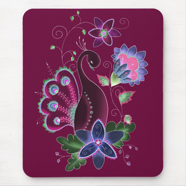 Violet Peacock Mouse Pad (Front)