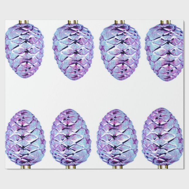 Violet Pinecones Wrapping Paper (Flat)