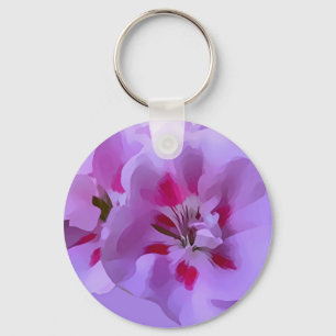 Violet Pink Abstract Hibiscus Flower Key Ring
