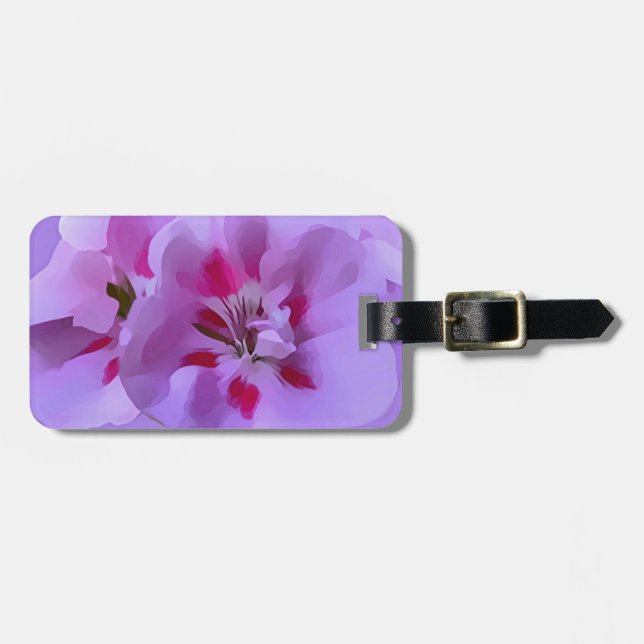 Violet Pink Abstract Hibiscus Flower Luggage Tag (Front Horizontal)