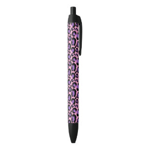 Violet Pink Cheetah Leopard Pattern Animal Lover Black Ink Pen