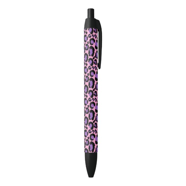 Violet Pink Cheetah Leopard Pattern Animal Lover Black Ink Pen (Bottom (Vertical))