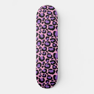 Violet Pink Cheetah Leopard Pattern Animal Lover Skateboard