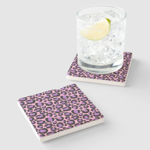 Violet Pink Cheetah Leopard Pattern Animal Lover Stone Coaster