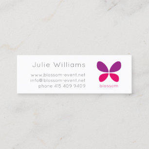 Violet Pink Minimalist Modern BUTTERFLY Logo . Mini Business Card