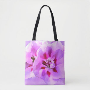 Violet Pink Watercolor Hibiscus Tote Bag