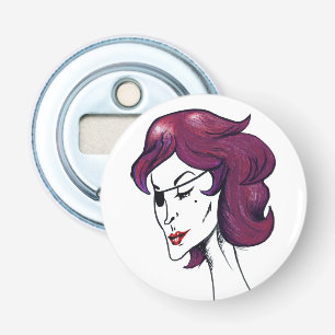 Violet Pirate Lady Purple Hair Woman Drawing Art Bottle Opener